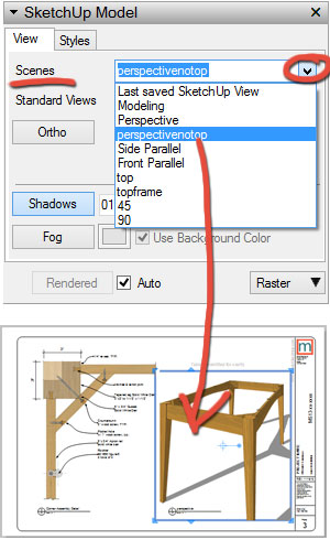 Assign sketchup scene to viewport